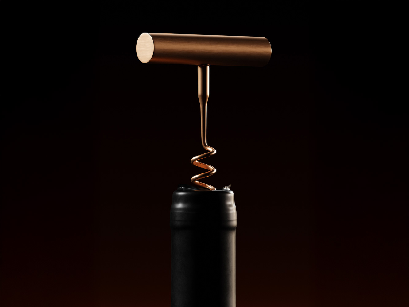 Render 3D editorial — botella de vino renderizada en alta fidelidad.